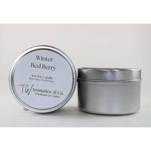 Winter Red Berry - 4oz Travel Size Tin Candle - T. W. Aromatics & Co.
