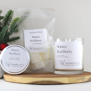 Winter Red Berry - 8.5oz Glass Container Candle - T. W. Aromatics & Co.