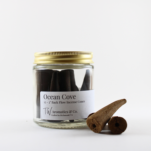 Ocean's Cove 2" Backflow Incense Cones - 12 Count - T. W. Aromatics & Co.