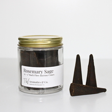 Load image into Gallery viewer, Rosemary Sage 2&quot; Backflow Incense Cones - 12 Count - T. W. Aromatics &amp; Co.