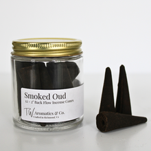 Load image into Gallery viewer, Smoked Oud 2&quot; Backflow Incense Cones - 12 Count - T. W. Aromatics &amp; Co.