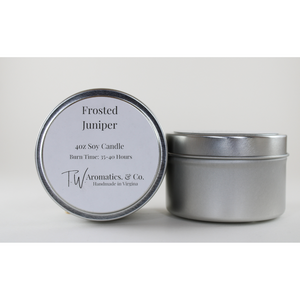 Frosted Juniper  - 4oz Travel Size Tin Candle - T. W. Aromatics & Co.