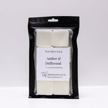 Load image into Gallery viewer, Amber &amp; Driftwood Soy Wax Melt Pack | 8 Count Pack - T. W. Aromatics &amp; Co.