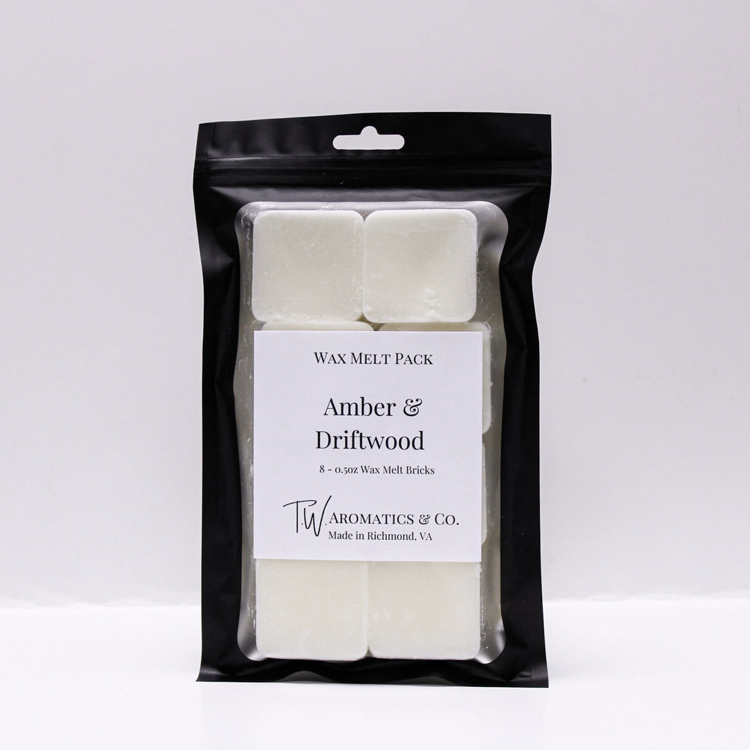 Amber & Driftwood Soy Wax Melt Pack | 8 Count Pack - T. W. Aromatics & Co.
