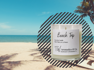 Beach Trip | Handmade Soy Candle | 8.5oz Clear Glass Jar Candle - T. W. Aromatics & Co.