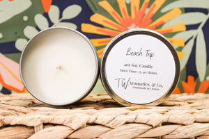 Beach Trip | Small or Travel Size 4oz Soy Candle - T. W. Aromatics & Co.