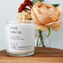 Load image into Gallery viewer, Lovely Calla Lily, Hand Poured Soy Candle, 8.5oz Glass Tumbler - T. W. Aromatics &amp; Co.