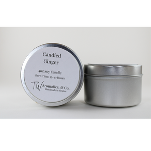 Candied Ginger - 4oz Travel Size Tin Candle - T. W. Aromatics & Co.