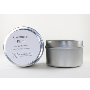 Cashmere Plum - 4oz Travel Size Tin Candle - T. W. Aromatics & Co.