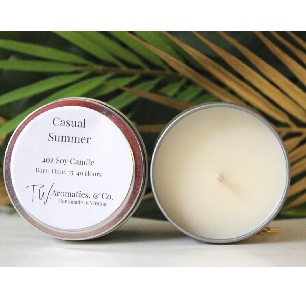 Casual Summer - 4oz Travel Size Candle - T. W. Aromatics & Co.