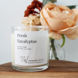 Fresh Eucalyptus - Hand Poured 8.5oz Soy Candle - T. W. Aromatics & Co.