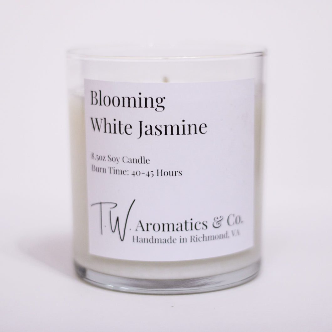 Blooming White Jasmine, Hand Poured Soy Candle - T. W. Aromatics & Co.