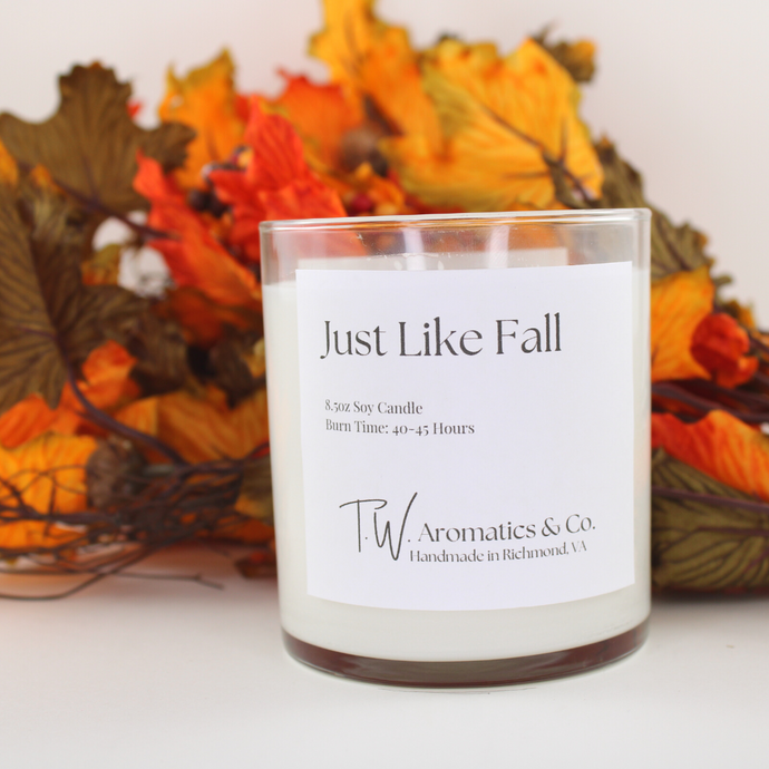 Just Like Fall, Hand Poured Soy Candle, 8.5oz Tumbler - T. W. Aromatics & Co.