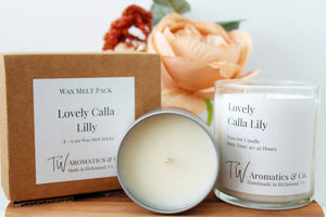Lovely Calla Lilly, 4oz Travel Size Soy Candle - T. W. Aromatics & Co.