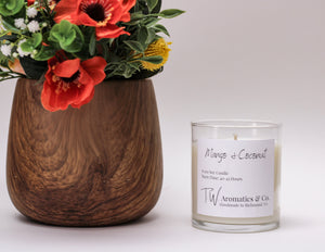 Mango and Coconut | Clear Glass Jar Soy Candle - T. W. Aromatics & Co.