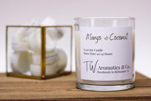 Load image into Gallery viewer, Mango and Coconut | Handmade Soy Candle | 8.5oz Clear Glass Jar Candle - T. W. Aromatics &amp; Co.