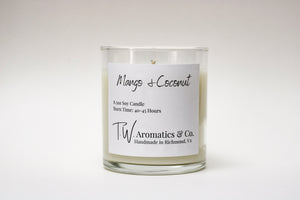 Mango and Coconut | Clear Glass Jar Soy Candle - T. W. Aromatics & Co.