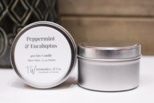 Load image into Gallery viewer, Peppermint &amp; Eucalyptus | Small Travel Size 4oz Soy Candle - T. W. Aromatics &amp; Co.