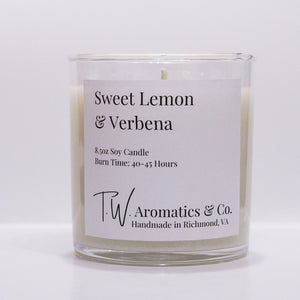 Sweet Lemon and Verbena - Hand Poured Soy Candle, 8.5 oz Tumbler - T. W. Aromatics & Co.