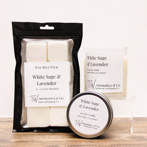 White Sage & Lavender Soy Wax Melt Pack | 8 Count Pack - T. W. Aromatics & Co.