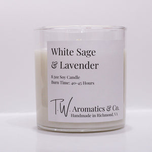 White Sage & Lavender - Hand Poured 8.5oz Soy Candle - T. W. Aromatics & Co.